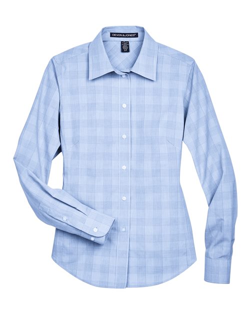 Devon & Jones® Women’s Glen Plaid Woven Dress Shirt Non-Iron Performance with Flattering Tailored Fit
