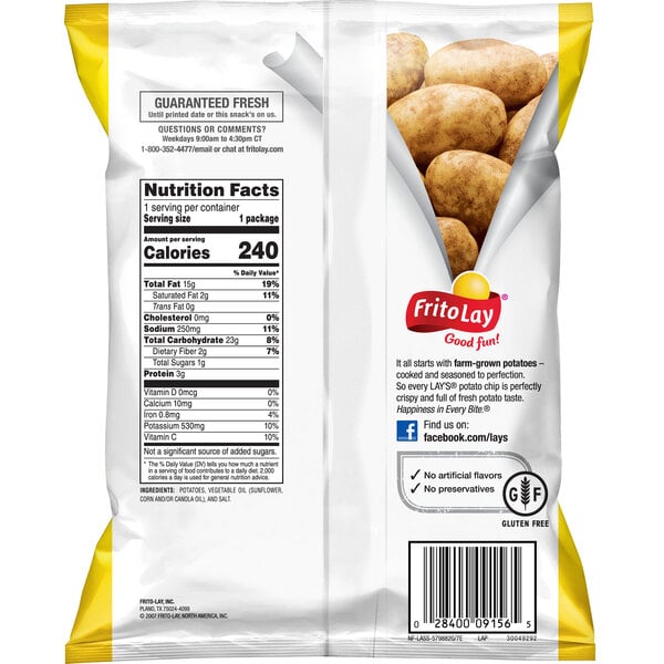 Lay's Classic Potato Chips 1.5 oz. - 64/Case
