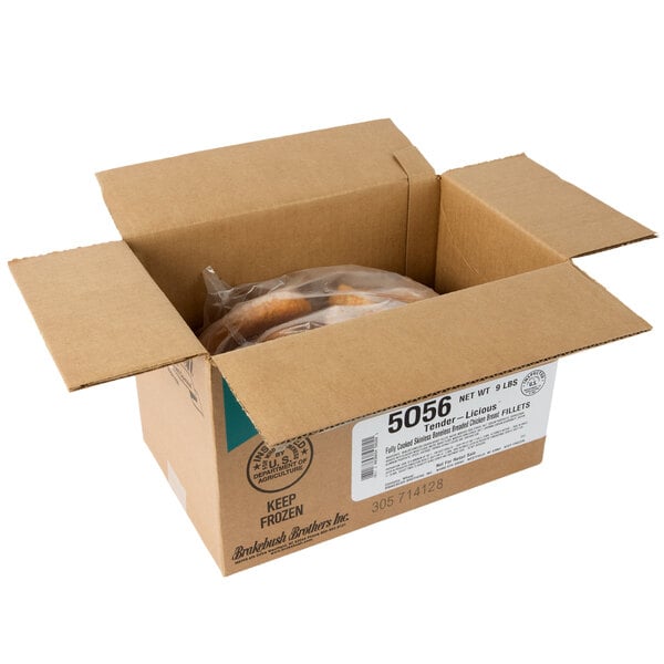 Brakebush Tender-Licious 4.5 lb. Bag 6 oz. Fully Cooked Breaded Chicken Breast Fillets - 2/Case