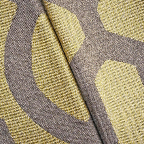 1 Yard Golden Yellow Brown Abstract Geo Damask Decorating Fabric Upholstery 53 Inches Width