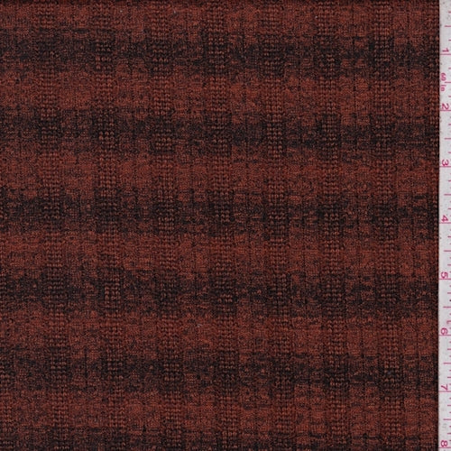 1 Yard Burnt Orange Black Shadow Stripe Rib Knit Fabric Tops Turtlenecks 56 Inches Width