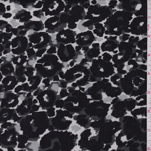 1 Yard Pearl Grey Black Abstract Cheetah Jersey Knit Fabric Tops Dresses 60 Inches Width