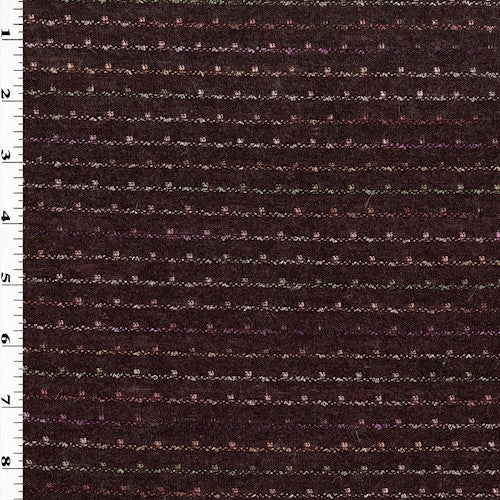1 Yard Wood Brown Multi Striped Stitch Jersey Knit Fabric Apparel 58 Inches Width