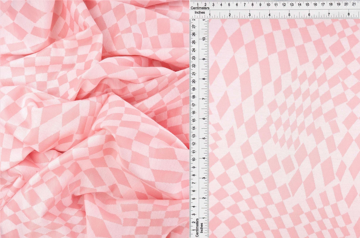 Double Knit Jacquard Checkered Stretch Fabric