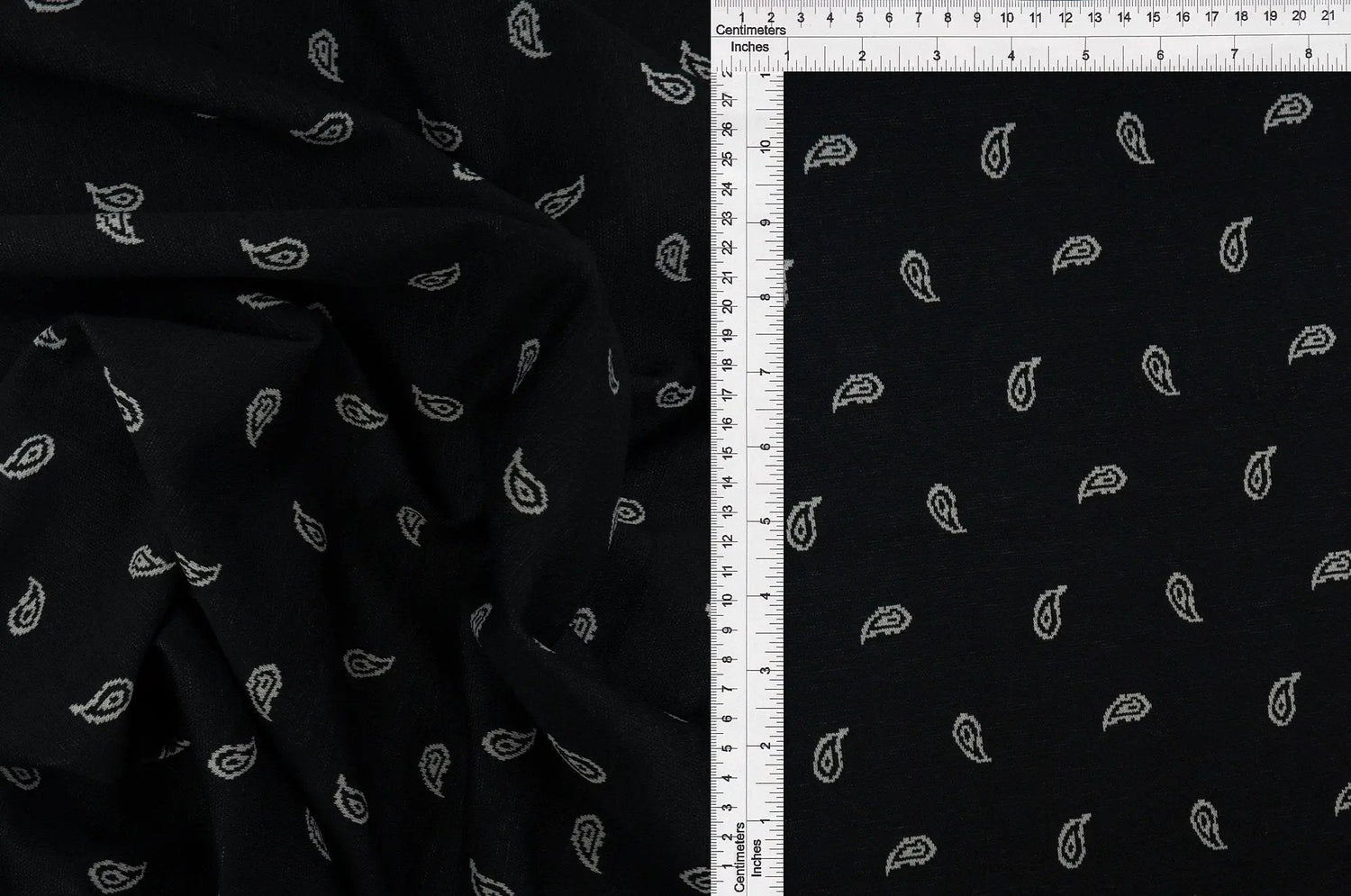 58/60" Double Knit Jacquard Paisley Leaf Fabric 96% Polyester 4% Spandex 240 GSM Yard