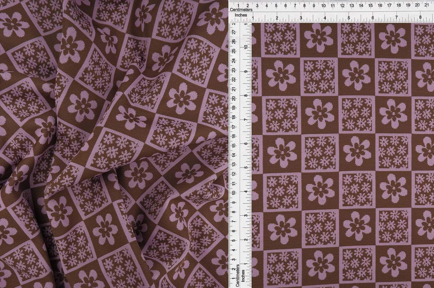 58/60" Double Knit Jacquard Flower Checker Fabric 97% Polyester 3% Spandex 220 GSM Yard
