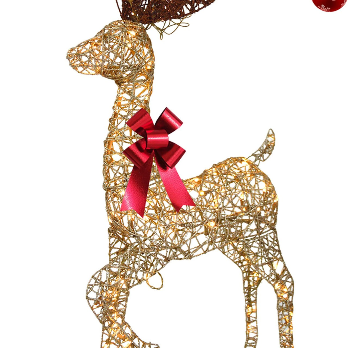 Holiday LED Brown Reindeer with Sleigh, Warm White Twinkling Christmas Lights