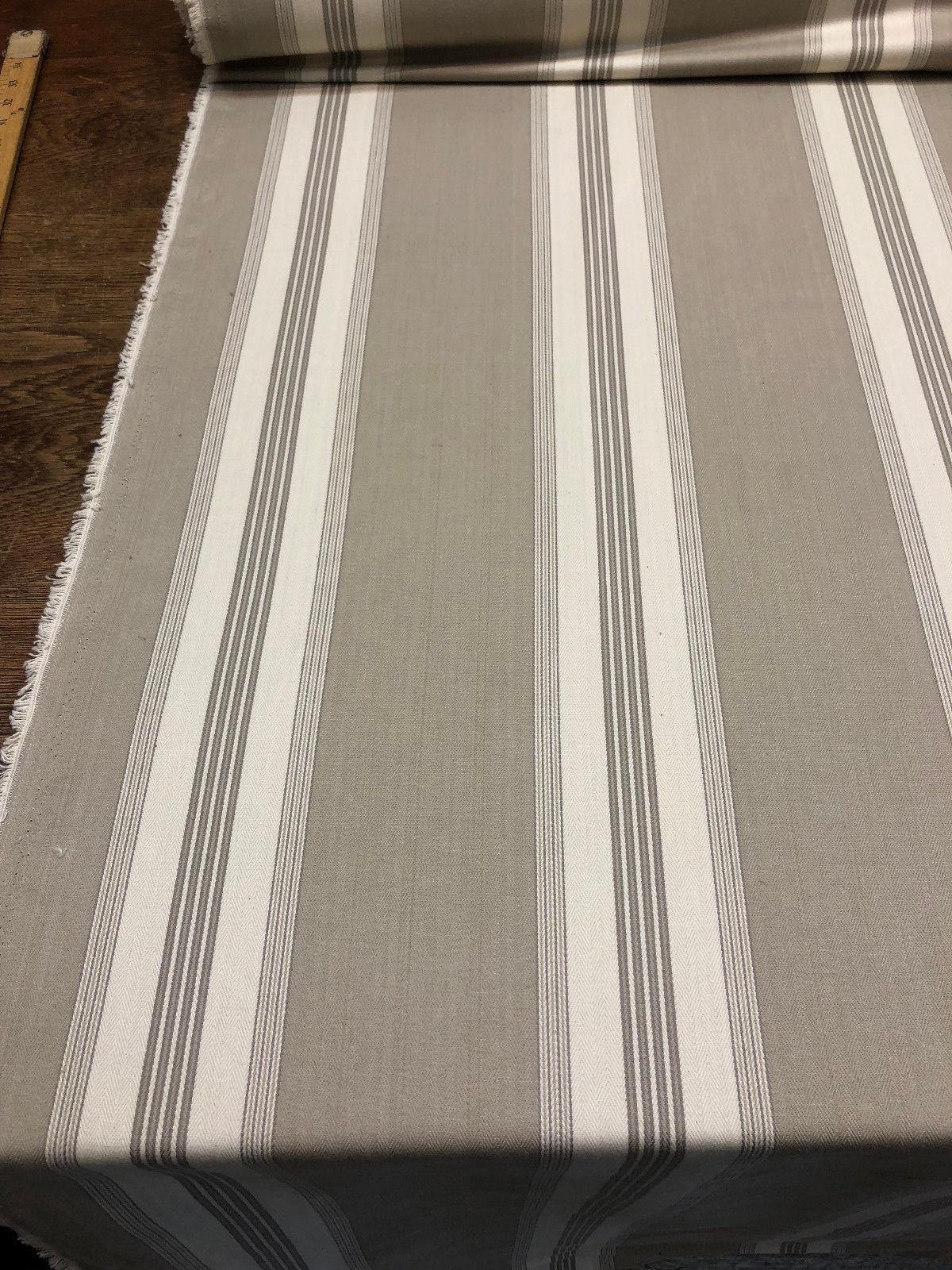 Stonewall Putty French Stripes Cotton Fabric - Putty Horizontal Stripes, 55" Width (1 Yard)