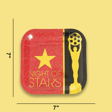 8 Ct.Movie Night Square Paper Dessert Plates