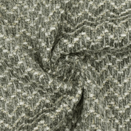 1 Yard Smoke Gray Beige Multi Chevron Wave Chenille Textured Decorating Fabric Upholstery 58 Inches Width