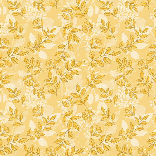 Cotton Print Mountain Foliage Maize Fabric 44/45"