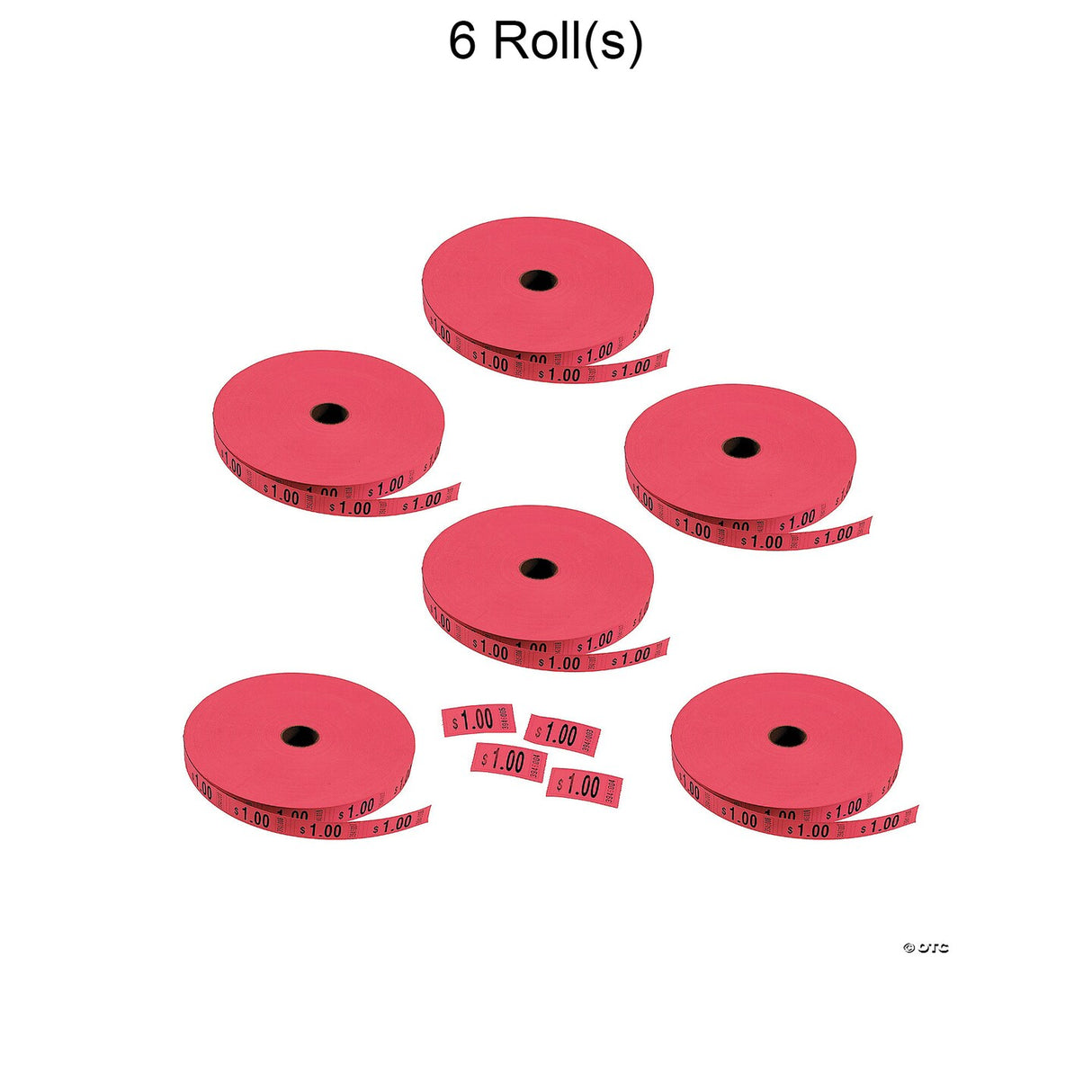 Red $1.00 Single Roll Tickets Bulk 12000 Pc.