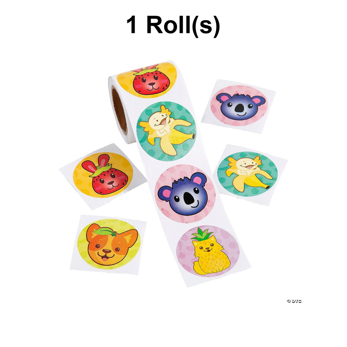 Cute Fruit Animals Sticker Roll - 100 Pc.
