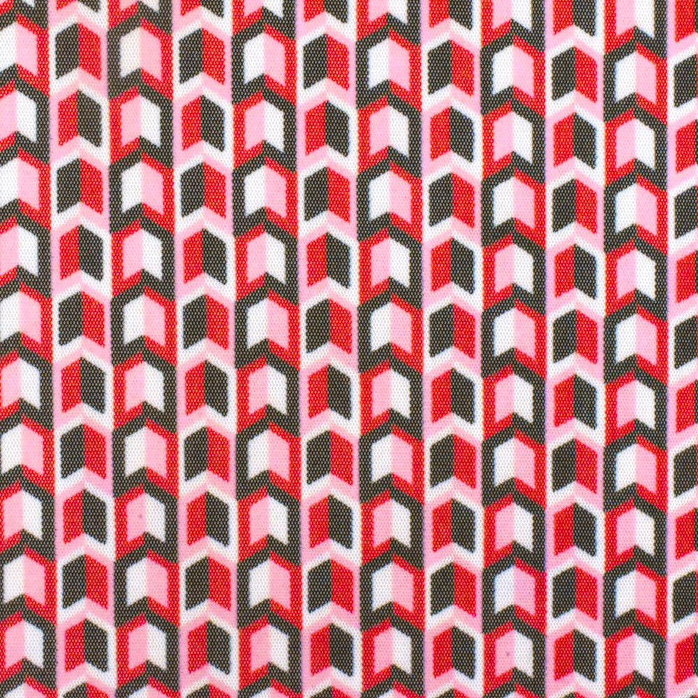 1 Yard Red Black Multi Arrow Print Stretch Polyester Mesh Knit Fabric For Overlays And Dancewear 61 Inches Width