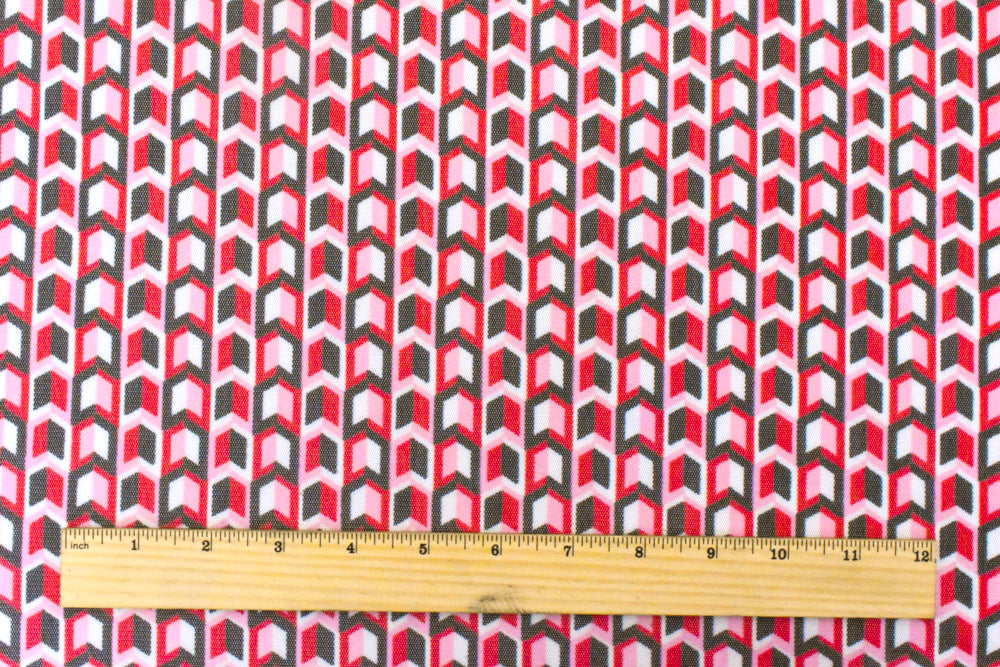 1 Yard Red Black Multi Arrow Print Stretch Polyester Mesh Knit Fabric For Overlays And Dancewear 61 Inches Width