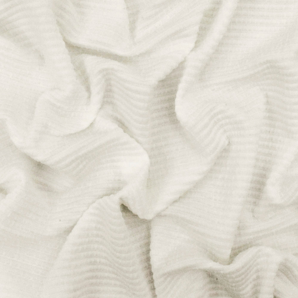 1 Yard Air Ivory Striped Texture Stretch Polyester Double Knit Fabric For Blouses And Overlays 57 Inches Width