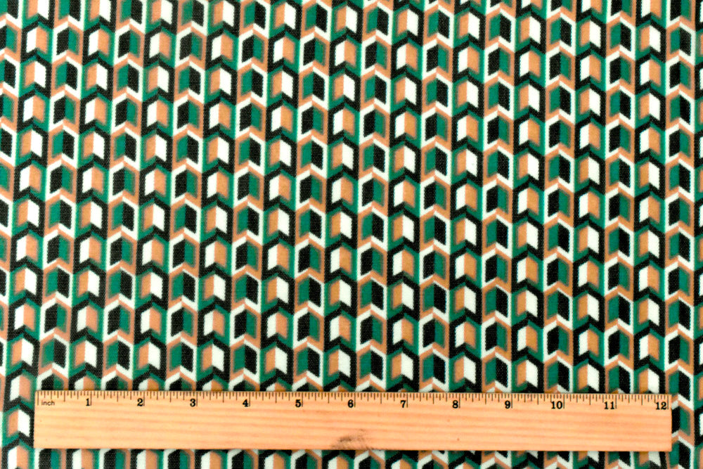 1 Yard Green White Multi Arrow Print Stretch Polyester Mesh Knit Fabric For Overlays And Dancewear 60 Inches Width