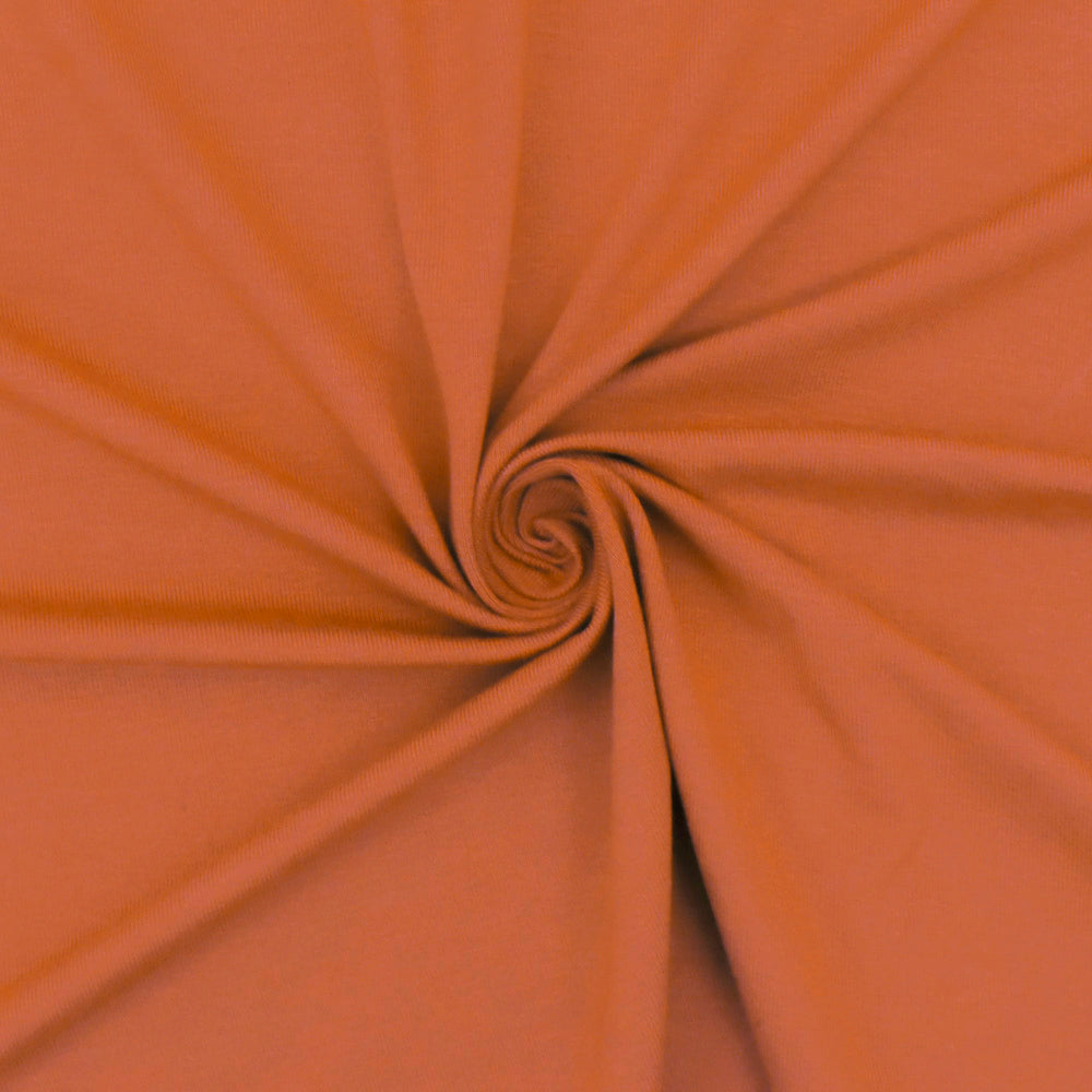 1 Yard Clay Orange Solid Stretch Rayon Jersey Knit Fabric For Blouses And Basic Tees 58 Inches Width