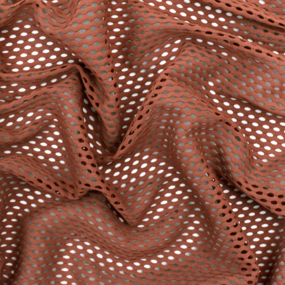 1 Yard Copper Brown Mesh Stretch Yoga Activewear Knit Fabric For Dancewear And Blouses 51 Inches Width