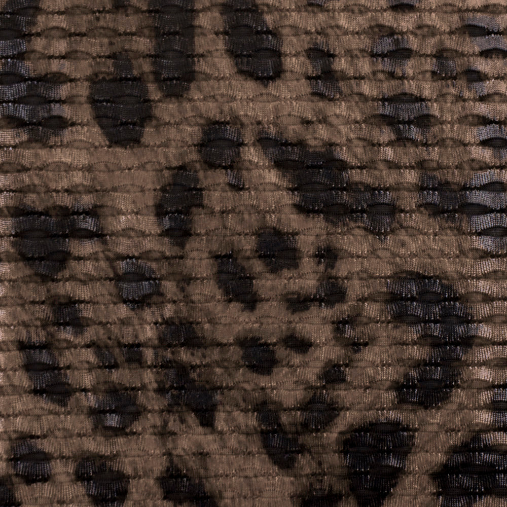 1 Yard Latte Brown Oil Black Cheetah Print 3D Mesh Yoga Activewear Fabric For Overlays And Dancewear 57 Inches Width