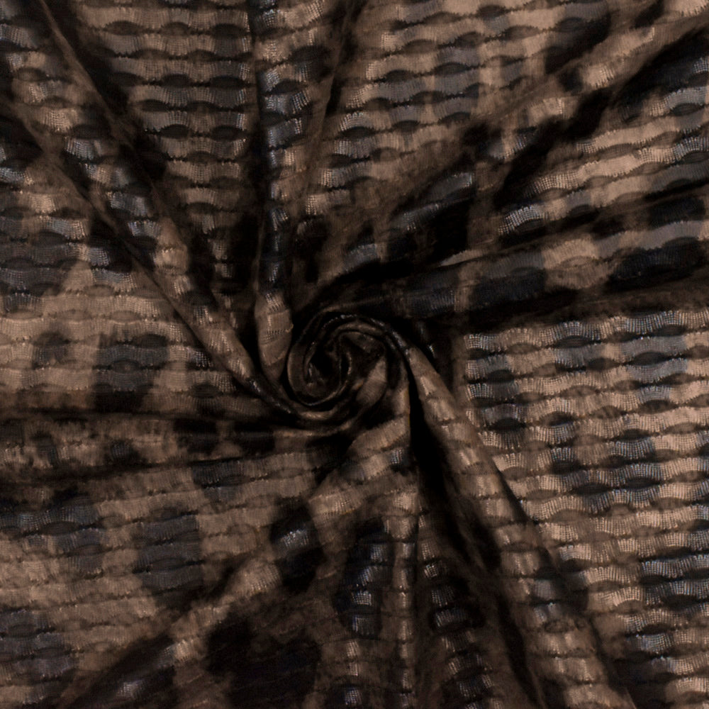 1 Yard Latte Brown Oil Black Cheetah Print 3D Mesh Yoga Activewear Fabric For Overlays And Dancewear 57 Inches Width