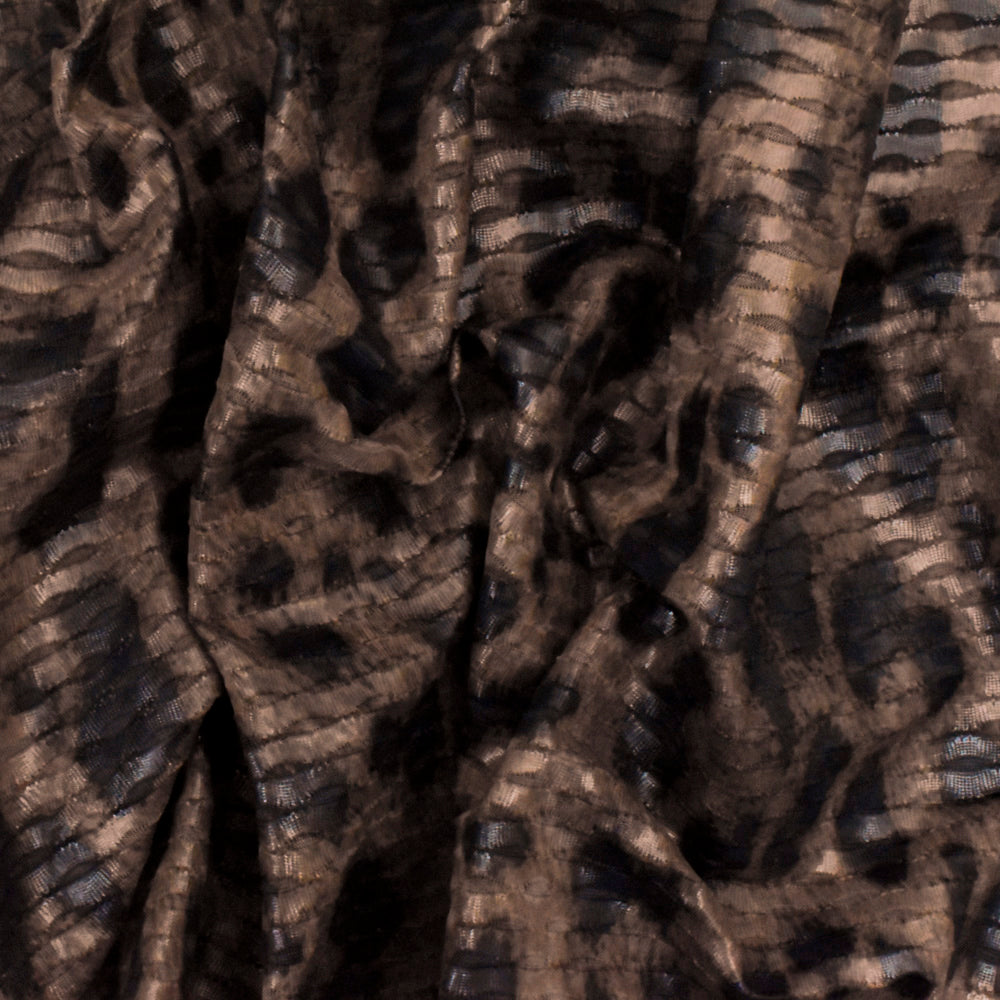 1 Yard Latte Brown Oil Black Cheetah Print 3D Mesh Yoga Activewear Fabric For Overlays And Dancewear 57 Inches Width