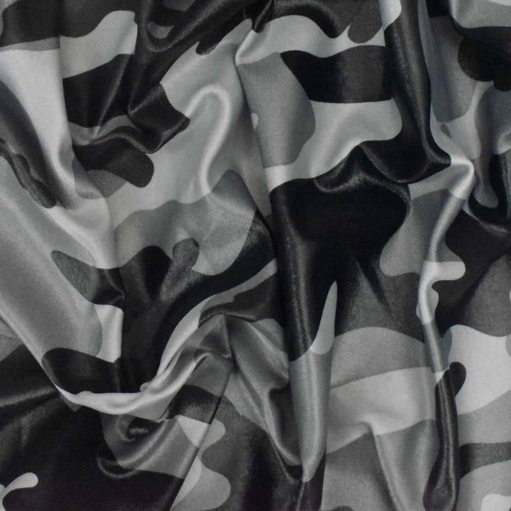 1 Yard Gray Multi Camouflage Print Stretch Tricot Swimwear Fabric For Activewear And Swimwear 56 Inches Width