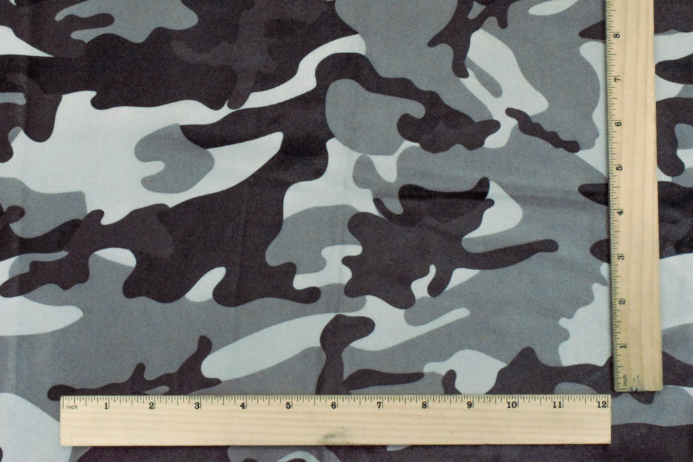 1 Yard Gray Multi Camouflage Print Stretch Tricot Swimwear Fabric For Activewear And Swimwear 56 Inches Width