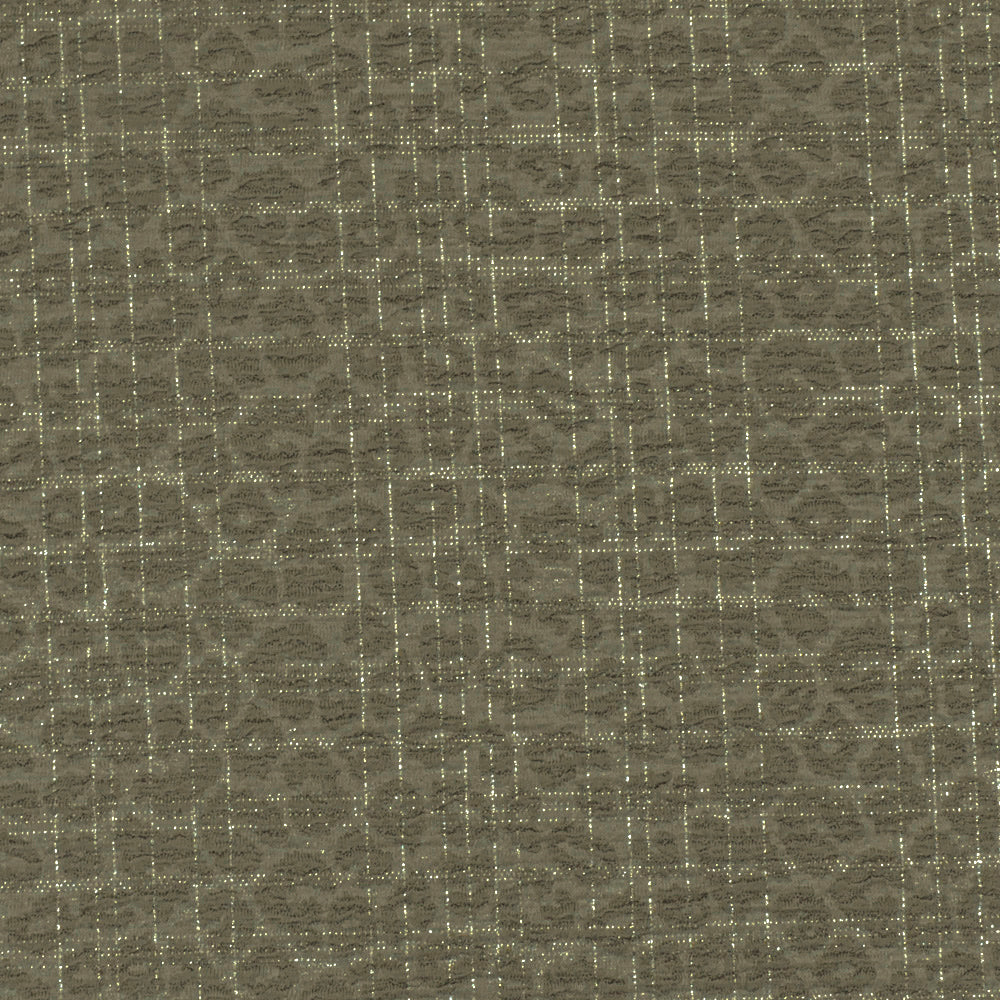 1 Yard Green & Silver Crinkle Leopard Metallic Plaid Stretch Double Knit Fabric, 61 Inches Wide