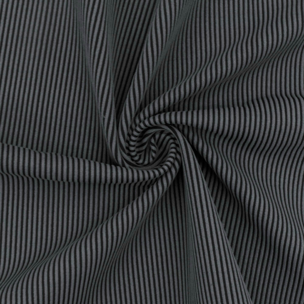 1 Yard Gray & Black Stripe Jacquard Stretch Double Knit Yoga Fabric, 56 Inches Wide