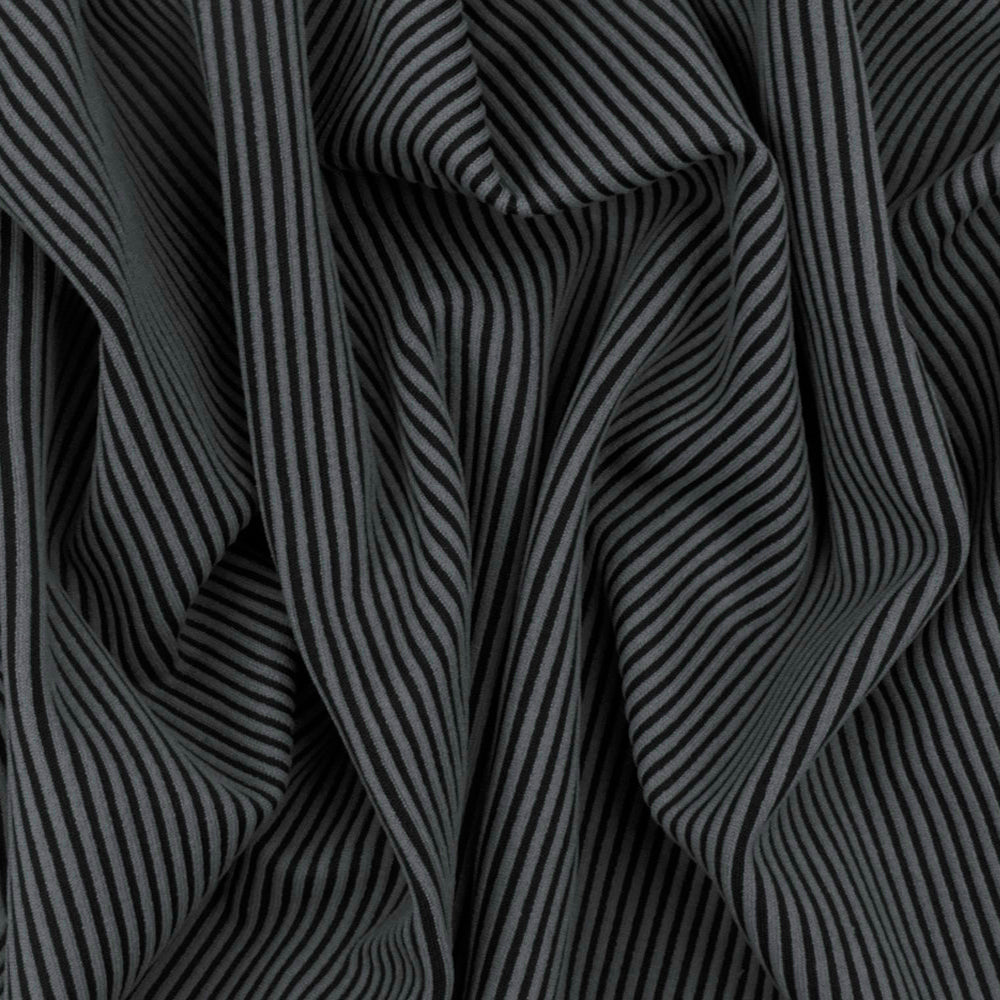 1 Yard Gray & Black Stripe Jacquard Stretch Double Knit Yoga Fabric, 56 Inches Wide