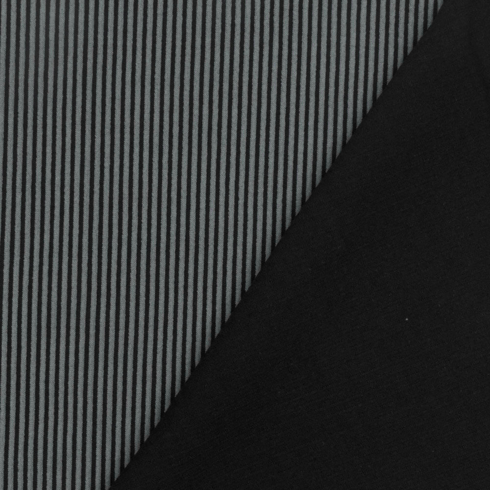 1 Yard Gray & Black Stripe Jacquard Stretch Double Knit Yoga Fabric, 56 Inches Wide