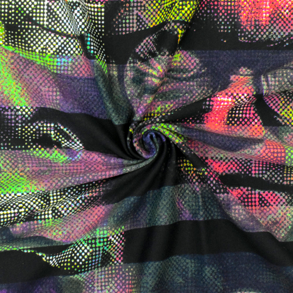 1 Yard Stretch Tricot Swimwear Fabric Face Print Matte Nylon Spandex 60 Inch Width