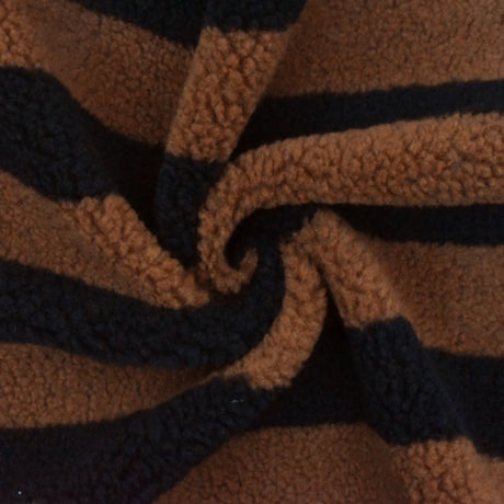 1 Yard Brown Black Stripe Fleece Sweatshirt Knit Fabric Activewear Jackets 61 Inches Width