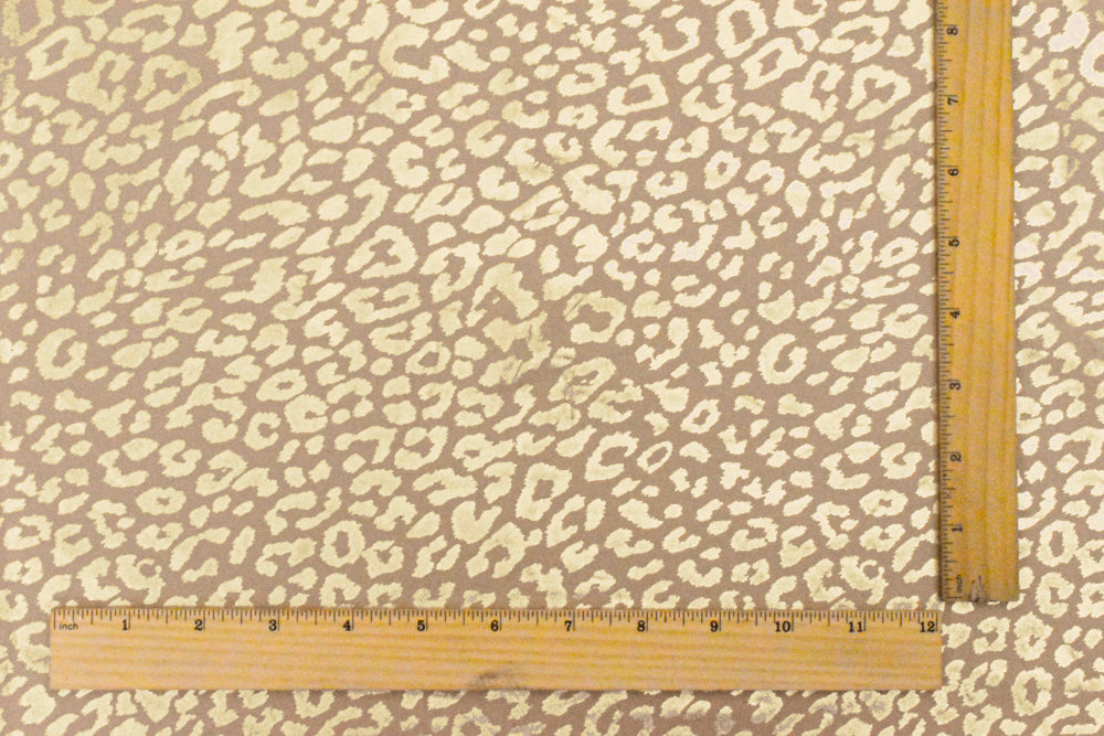 1 Yard Simple Beige Gold Leopard Stretch Tricot Dancewear Fabric, 61 Inch Width