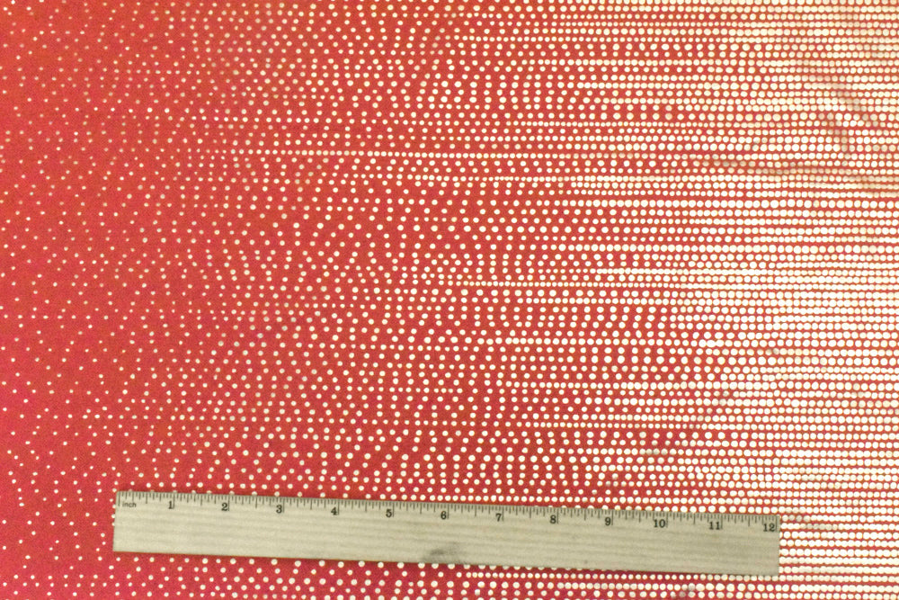 1 Yard Sunset Red Gold Dot Foil Stretch Tricot Activewear Fabric 59 Inches Wide