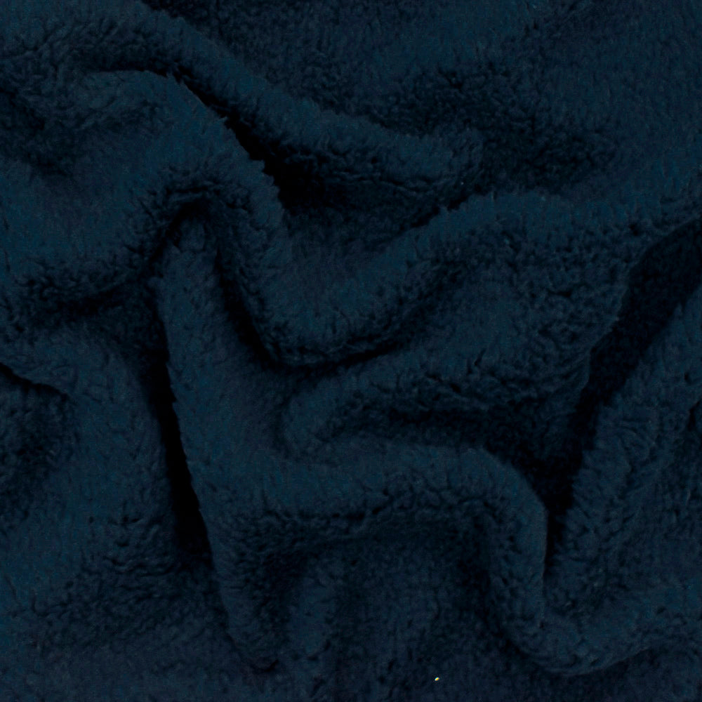 1 Yard Navy Blue Stretch Berber Fleece Knit Fabric 65 Inches Wide
