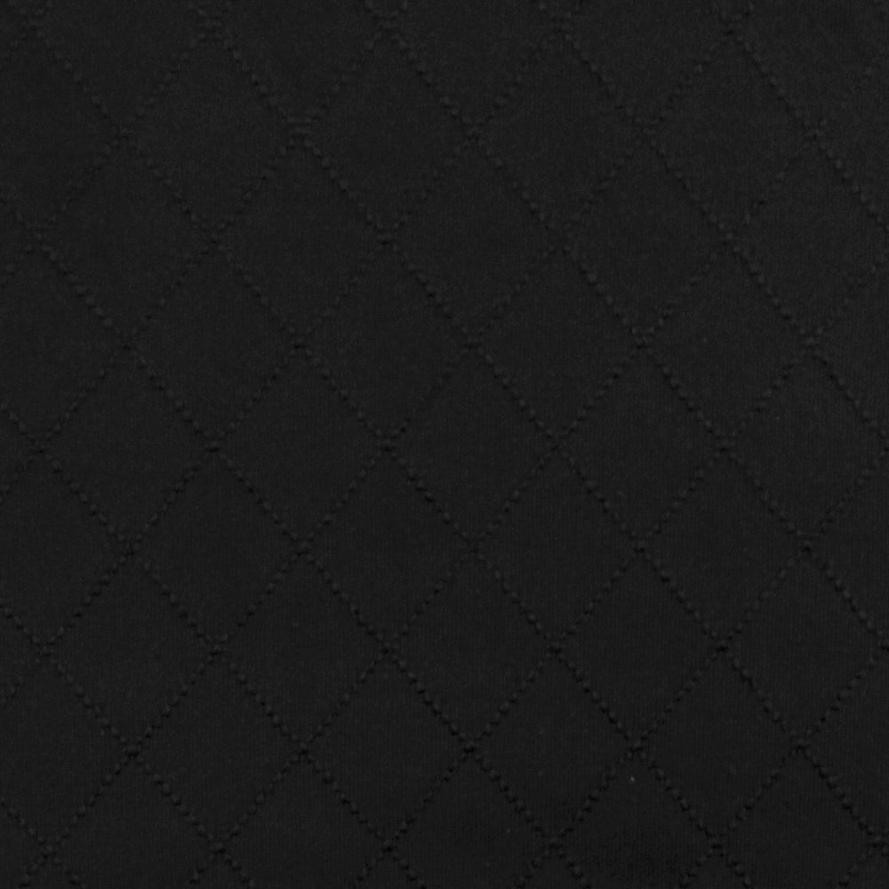 1 Yard Jet Black Diamond Quilt Stretch Polyester Knit Fabric 62 Inches Wide