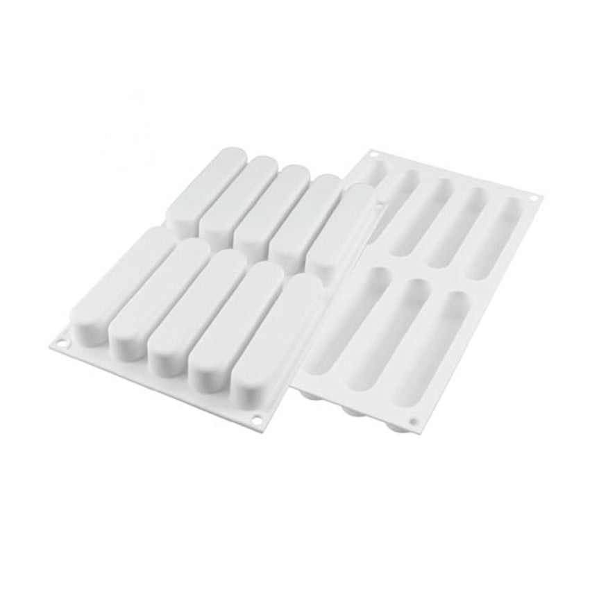 Silikomart Silicone Bakeware Fashion Eclair 2.7 Oz., 5.11" x .98" x .98" High, 10 Cavities