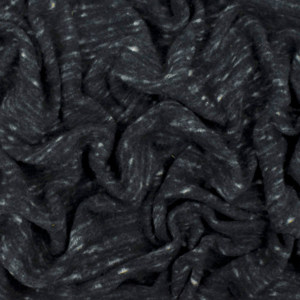 1 Yard Deep Gray & Ivory Famous Designer Textured Slub Brushed Back Rib Knit Fabric, 54 Inches Wide