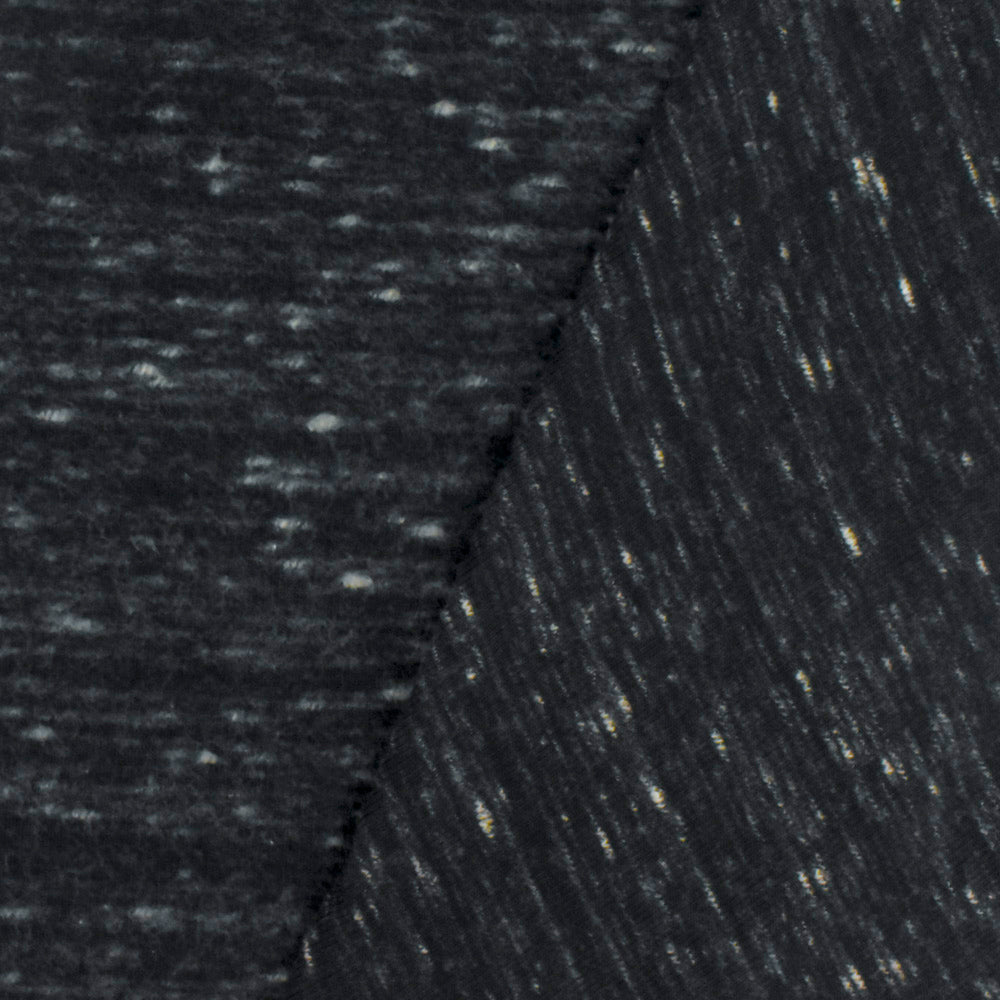 1 Yard Deep Gray & Ivory Famous Designer Textured Slub Brushed Back Rib Knit Fabric, 54 Inches Wide