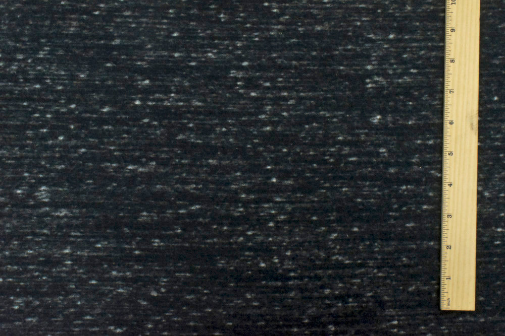 1 Yard Deep Gray & Ivory Famous Designer Textured Slub Brushed Back Rib Knit Fabric, 54 Inches Wide