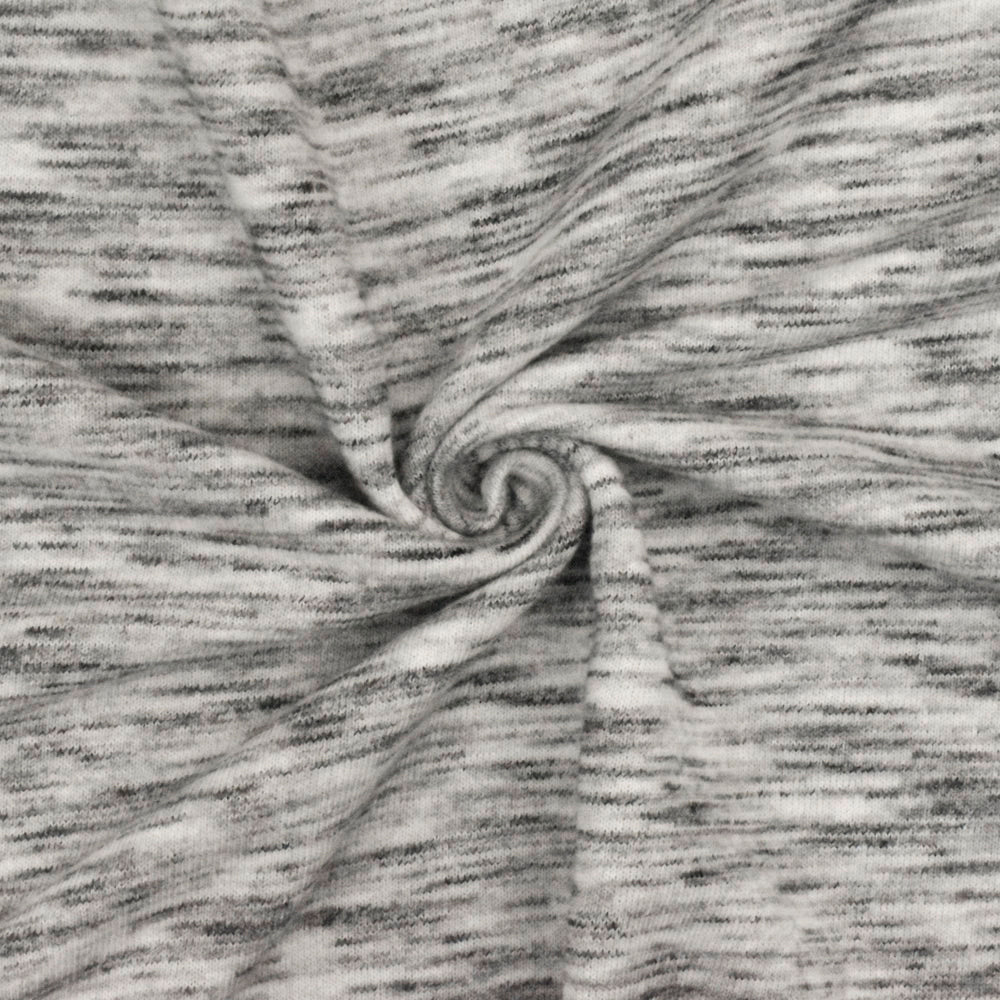 1 Yard Ash Black, Gray & Ivory Textured French Terry Knit Fabric 70 Inches Wide