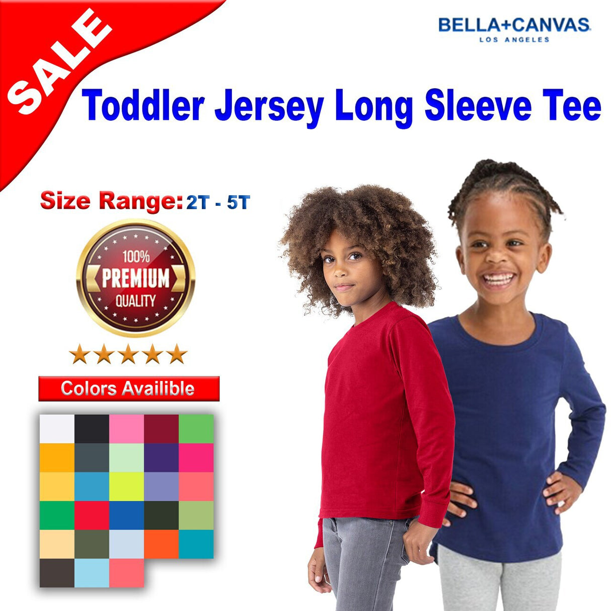BELLA + CANVAS® Toddler Jersey Crewneck Long Sleeve T-Shirt