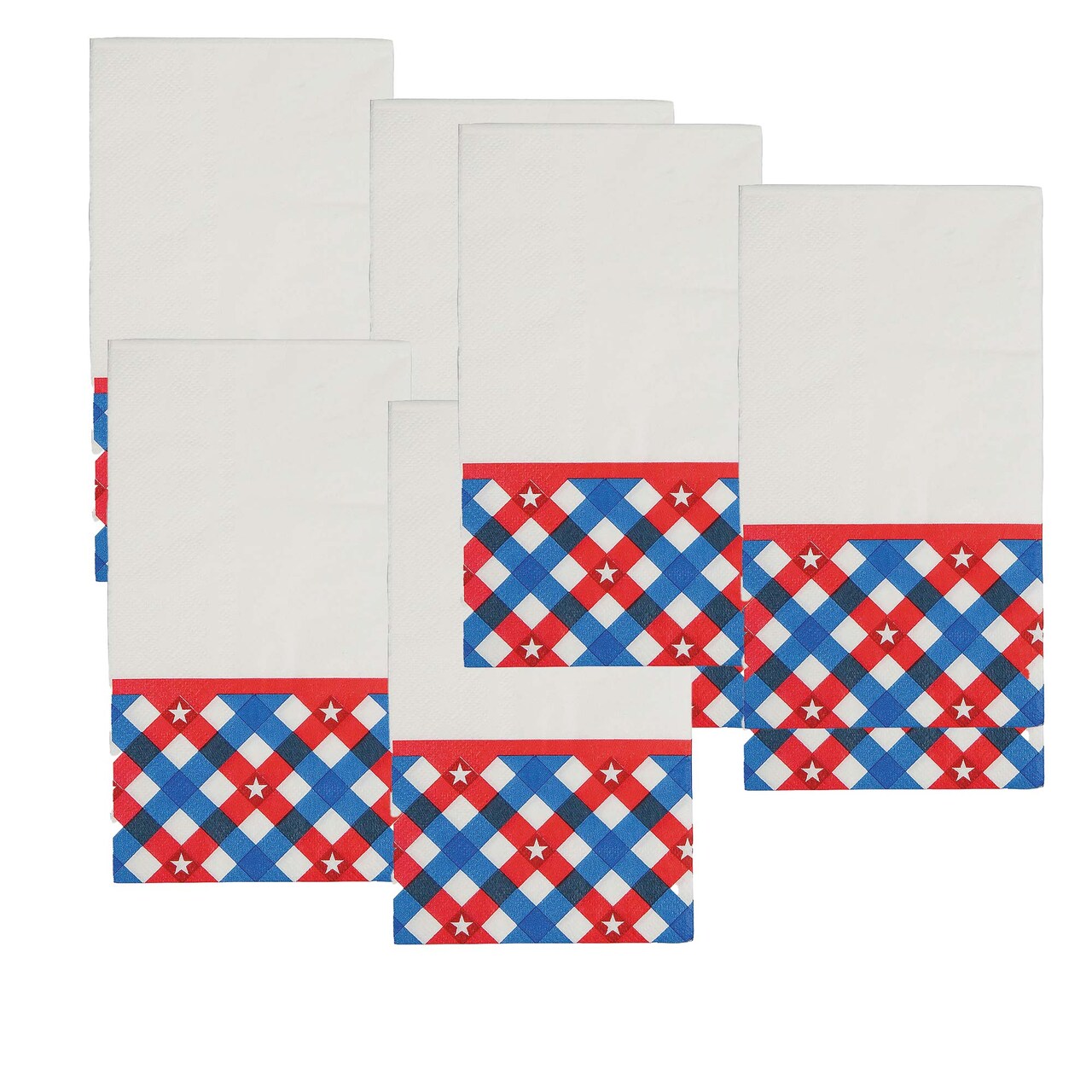 4 1/4" x 7 3/4" Patriotic Gingham Disposable Paper Dinner Napkins 16 Ct.