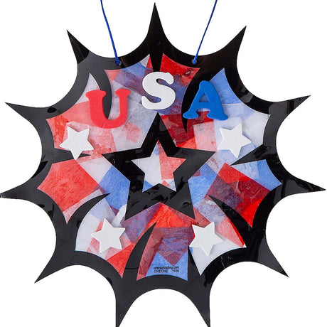 8" x 7 3/4" 4th of July Starburst Tissue Paper Acetate Sign Craft Kit Makes 12 Pieces