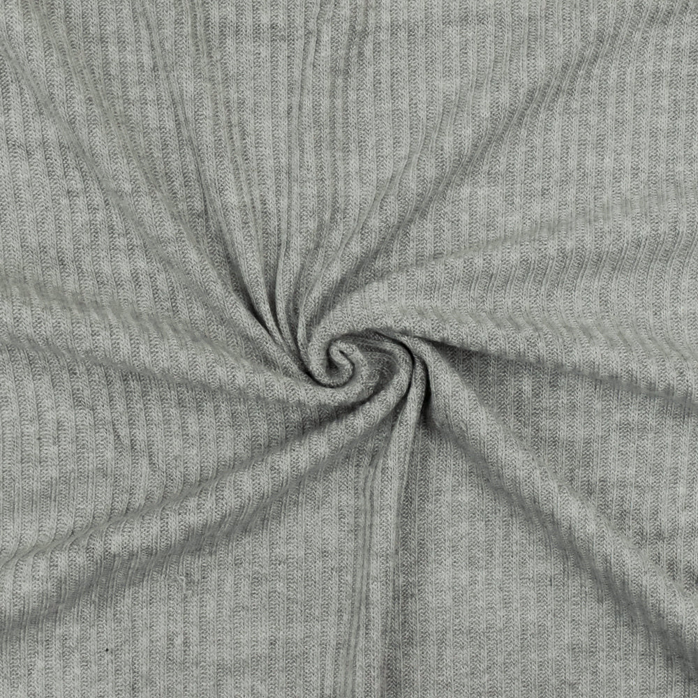1 Yard Soft Gray Stretch Rib Knit Fabric Cotton Blend Soft Textured 59 Inches Width