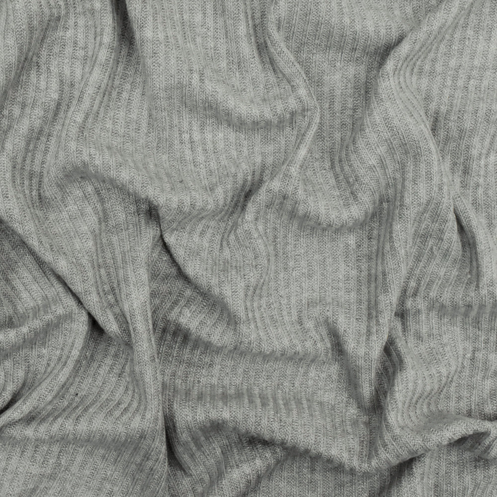1 Yard Soft Gray Stretch Rib Knit Fabric Cotton Blend Soft Textured 59 Inches Width