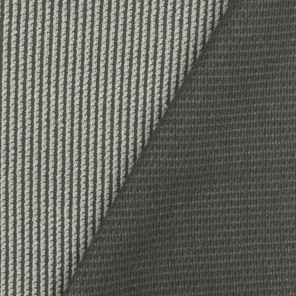 1 Yard Light Gray & Gray Stripe Textured Wool Cotton Double Knit Stretch Fabric 60 Inches Width