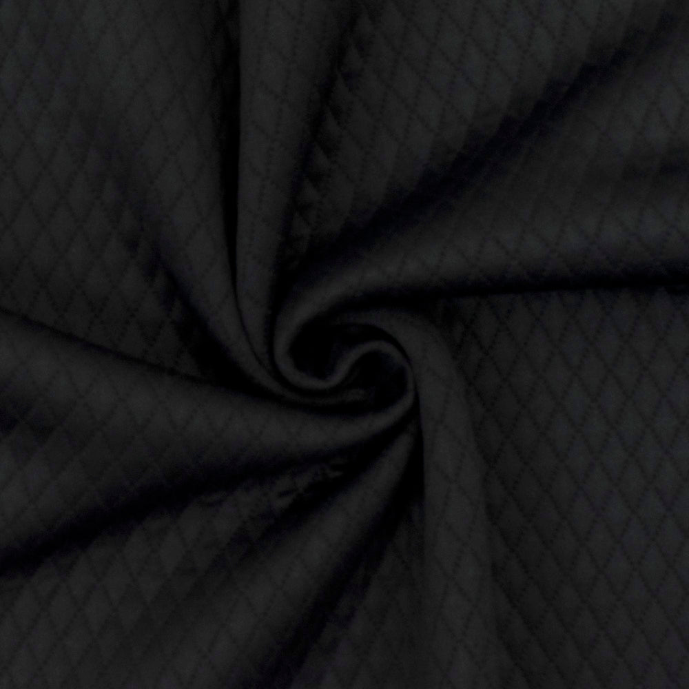 1 Yard Night Black Diamond Stretch Poly Wool Blend Double Knit Jacketing 44 Inches Width